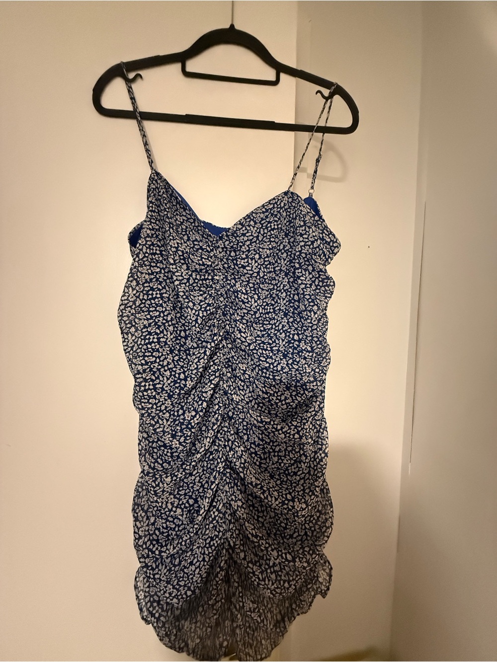 Lulu's Blue Floral Ruching Slip Dress